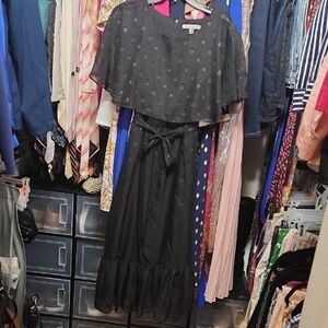 Danny & Nicole Black Tiered Ruffled Maxi Dress